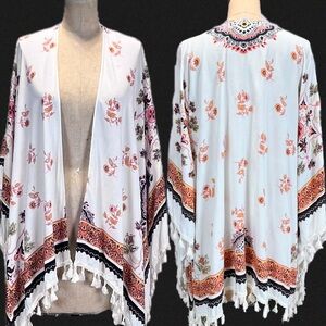 Altar’d State boho duster wrap fringe mandala floral‎ earthy lightweight layer